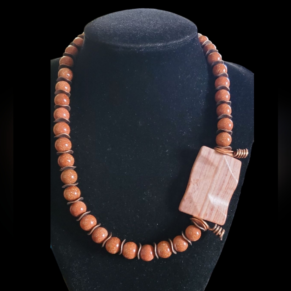 Vtg. Goldstones Jasper Necklace